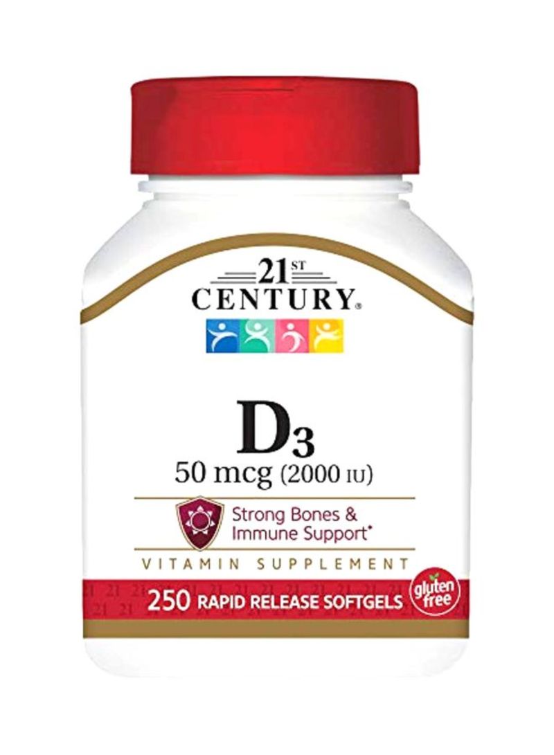 21st Century D3 Bone Supplement 2000IU - 250 Rapid Release Softgels - Image 1
